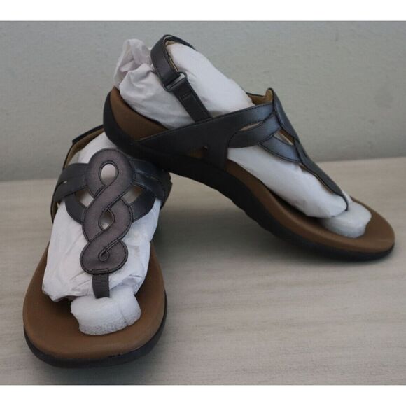 Rockport CCH18PT Women Sz 8M Pewter Ramona Cobb Hill Collection Flat Sandals SIB - Picture 10 of 11